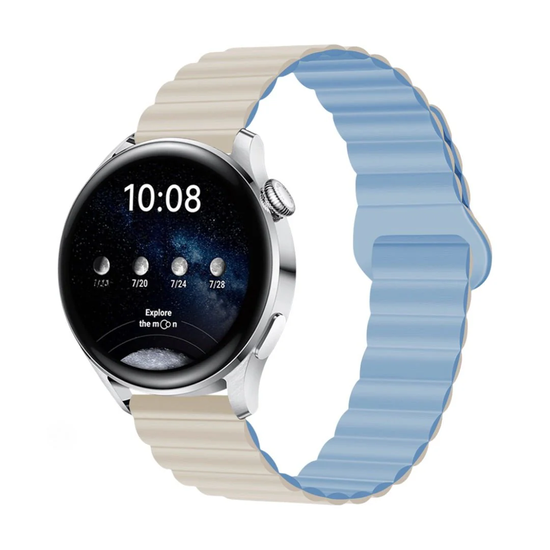 Bracelet Garmin Watch Quick Release et Ice Watch en silicone magnétique 20mm 22mm, confort ajustable pour montre connectée, style moderne et couleurs bicolores, modèle Vald – Image 9