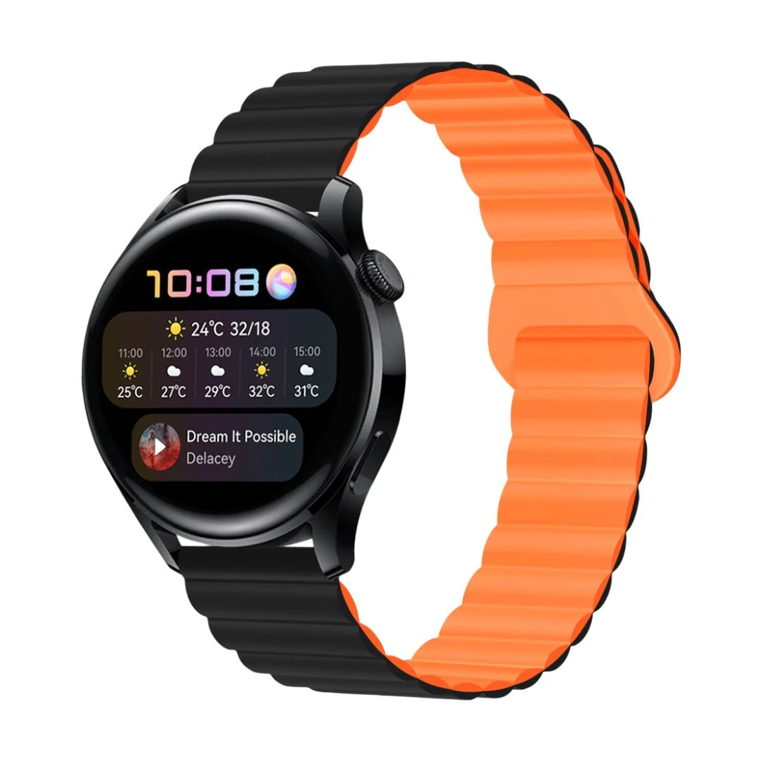 Bracelet Garmin Watch Quick Release et Ice Watch en silicone magnétique 20mm 22mm, confort ajustable pour montre connectée, style moderne et couleurs bicolores, modèle Vald – Image 2